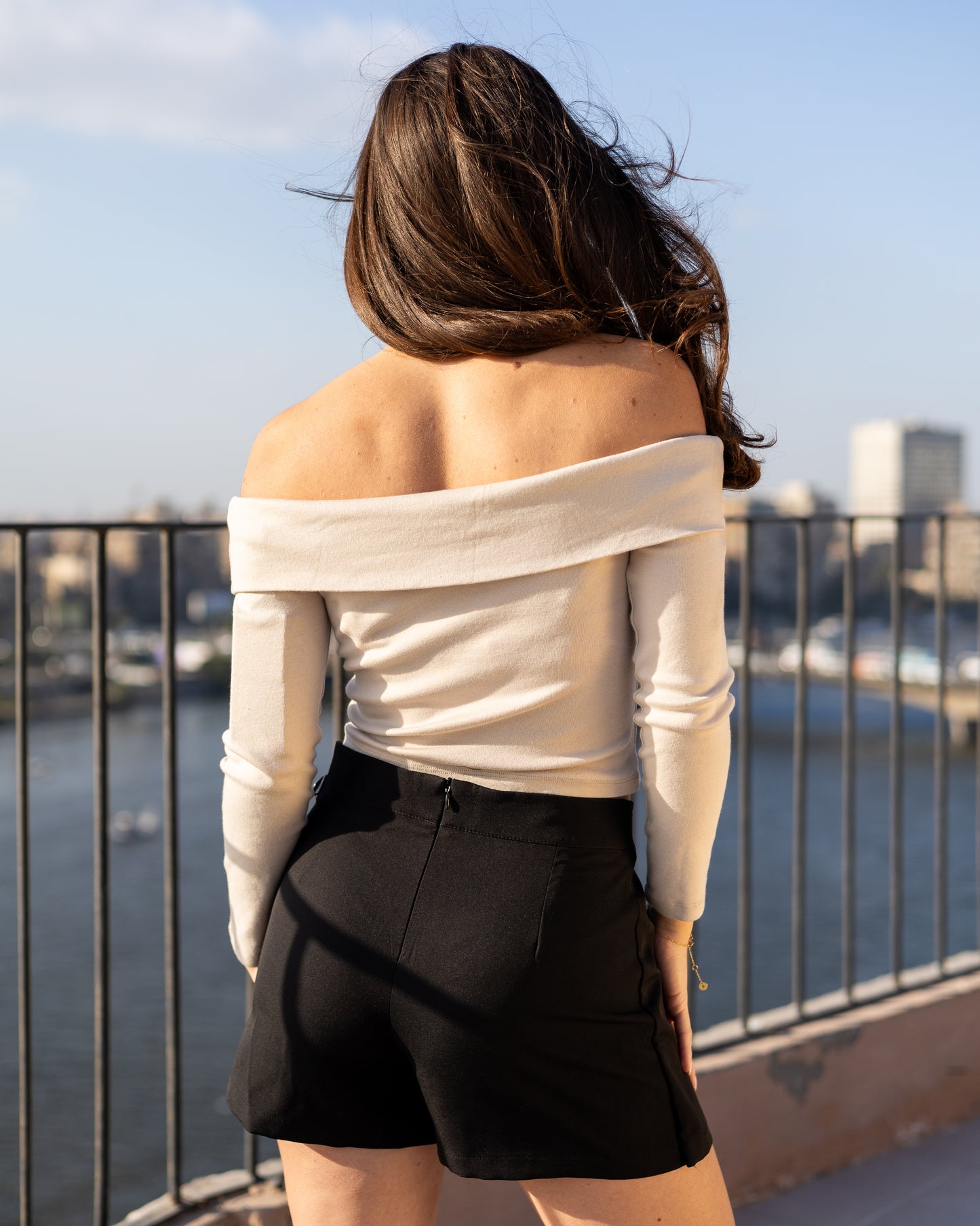 Edgy Eyelet-Detail Black Skort