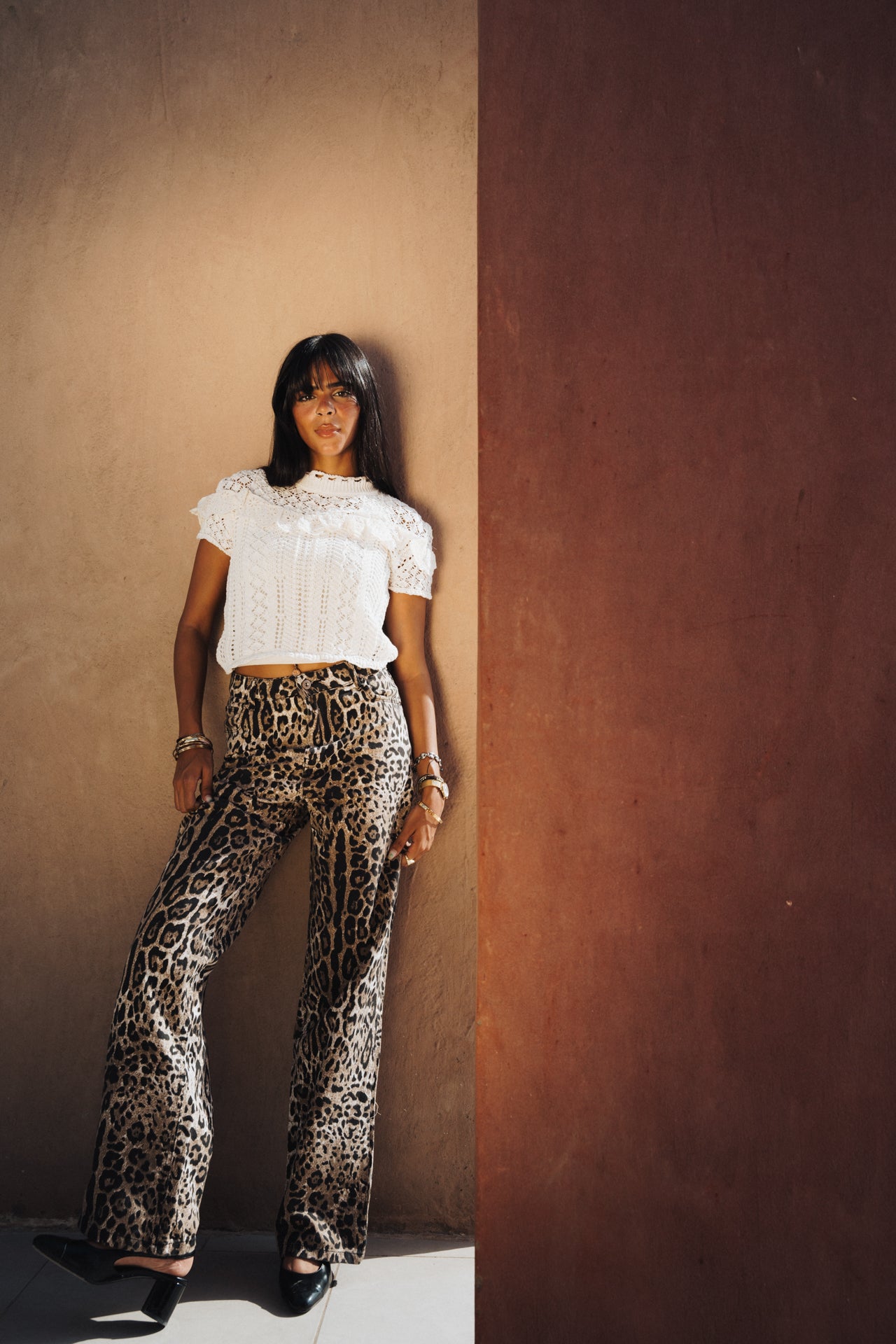 leopard jeans